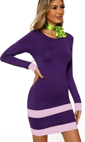Vista 5 de Laqeyko Disfraz de Halloween de manga larga para mujer, vestido de Daphne con bufanda