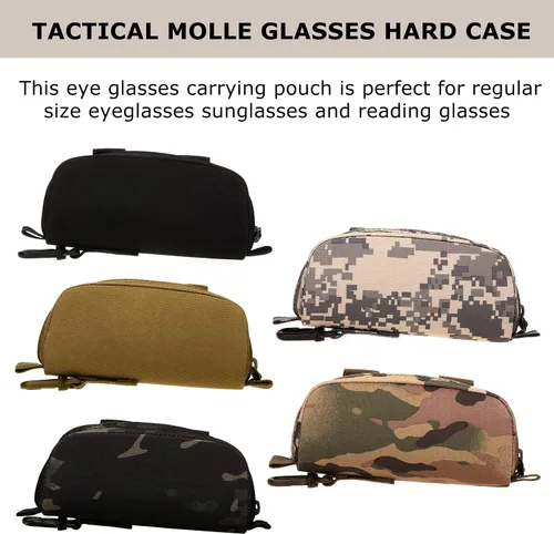 Vista 2 de Anteojos tácticos Estuche rígido Molle cremallera gafas de sol estuche de transporte caja protectora con clip