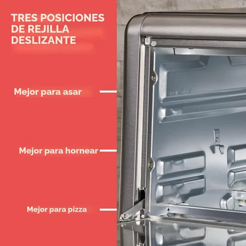 Vista 9 de Horno tostador a convección Black + Decker, 8 rebanadas, extra-amplio, para mesada, Acero inoxidable/Negro
