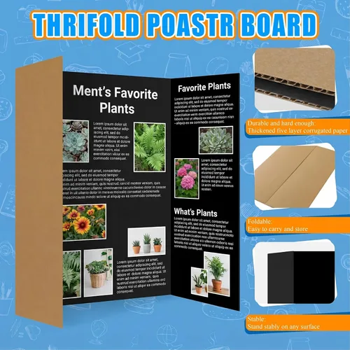 Vista 3 de WINTS 36" x 48" Large Trifold Poster Board,2 Pack Black Corrugated Project Boards for Science Fair, School Projects,Photo Displays