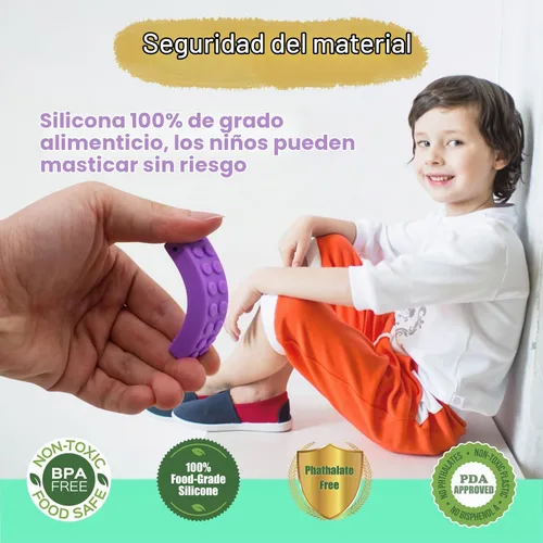 Vista 3 de Collares masticables para niños sensoriales, 5 piezas de bloques de construcción de silicona masticable collar para niños y niñas con autismo