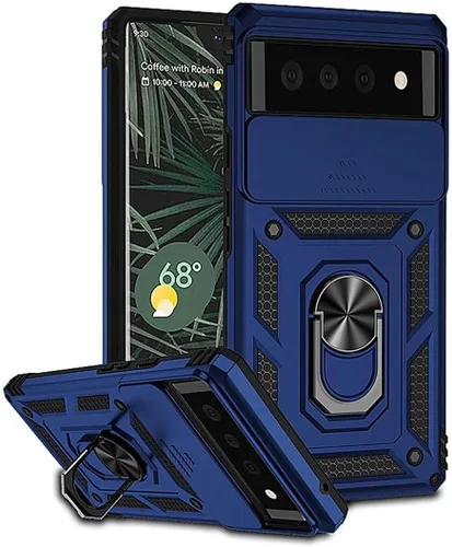 Vista 14 de Funda para Google Pixel 6A, protección de grado militar para automóvil [soporte integrado] Soporte de anillo de metal de doble capa TPU resistente +