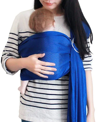Vista 22 de Bandolera ajustable con anillo de aluminio para transportar bebés, Talla única, Azul
