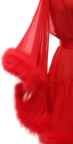 Vista 5 de Changuan Bata de novia de plumas sexy bufanda de boda ilusión camisón bata de baño transparente ropa de dormir