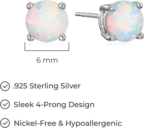 Vista 56 de Amazon Essentials Aretes redondos de plata de ley con piedra natal (anteriormente colección Amazon)
