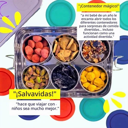 Vista 6 de Caja Bento reutilizable de acero inoxidable: 6 recipientes de 1.7 fl oz incluidos Sin plástico Apto para lavavajillas Sin derrames, a prueba