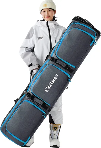 Vista 7 de XCMAN Bolsa acolchada de snowboard de longitud ajustable de 63 a 75 pulgadas, bolsa acolchada para viajes aéreos