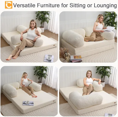 Vista 5 de COMAX Sofá Cama Plegable Queen, Sofá Cama Plegable, Silla Futón Plegable con Cama para Adultos, Colchón de Piso Convertible Sofá para Dormitorio