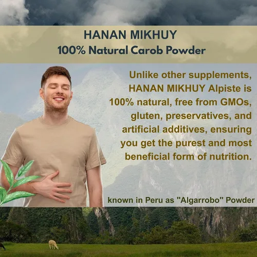 Vista 6 de HANAN MIKHUY Algarrobo en polvo 100% natural - Sin gluten, vegano, sin OMG, superalimento de alto contenido de fibra de Perú sin cafeína y sin