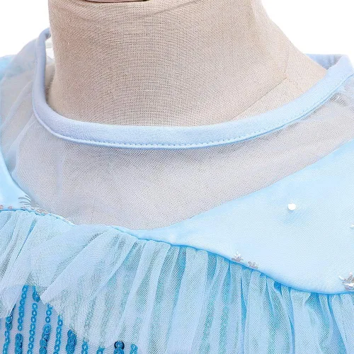 Vista 4 de Disfraz de princesa Elsa de Frozen para niñas, disfraz de Halloween, Navidad, cumpleaños, concurso, fiesta, vestido de tul