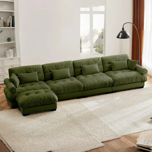 Vista 99 de Juego de sofá modular con asiento profundo de 94.4", tela de chenilla, loveseat seccional moderno para sala de estar, cómodo loveseat de felpa tipo