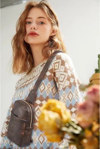 Vista 161 de Telena Riñonera pequeña para mujer, de cuero, cangureras, bolsa de pecho para mujer