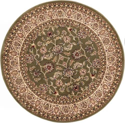 Vista 4 de Well Woven Barclay Collection Sarouk - Alfombra redonda verde de 5 pies para sala de estar, dormitorio y comedor Negro