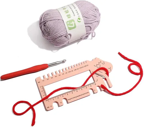 Vista 2 de Yarn Ave Agujas de tejer tamaño calibre gancho de ganchillo regla de medida DIY accesorios de tejer (lila)