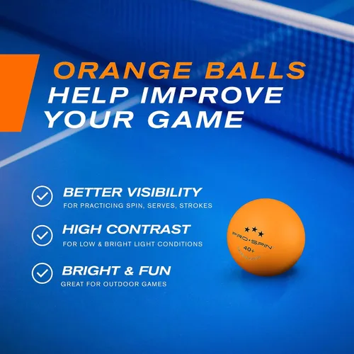 Vista 5 de PRO-SPIN Ping Pong Balls - 3-Star Premium Orange Table Tennis Balls High-Performance 40+ ABS Professional Quality Ultimate Durability for Indoor