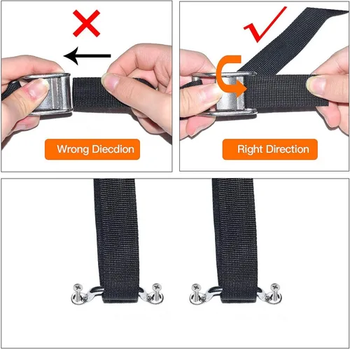 Vista 2 de Cooler Tie Down Kit SS 316 Cam Buckle Correas de amarre para Yeti RTIC y otros enfriadores universales, correas de amarre más frescas seguras