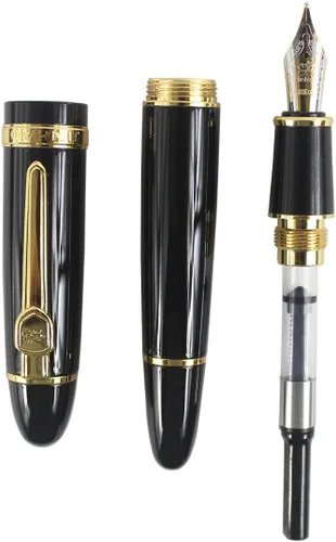 Vista 6 de Expert Deluxe - Pluma estilográfica con estuche para bolígrafos, barril grande, color negro con ribete dorado Negro con dorado