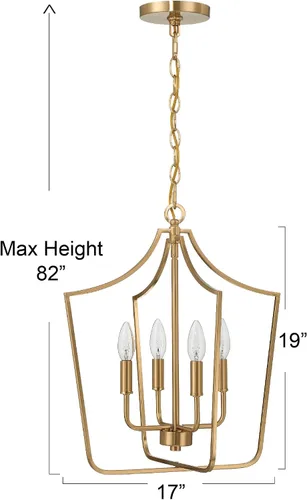 Vista 2 de Creative Co-Op Constance - Lámpara de techo estilo candelabro de metal cónico con 4 luces, color dorado cepillado