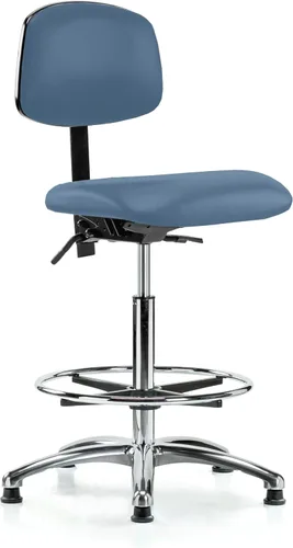 Vista 47 de Perch - Silla de laboratorio con ruedas cromadas con soporte de respaldo ajustable, altura del escritorio de 17 a 22 pulgadas, tela negra