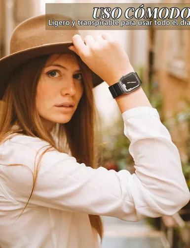 Vista 5 de Heesch - Correa de resina elástica para reloj compatible con Apple Watch para mujeres, pulsera de pulsera de tortuga para iwatch Series Negro
