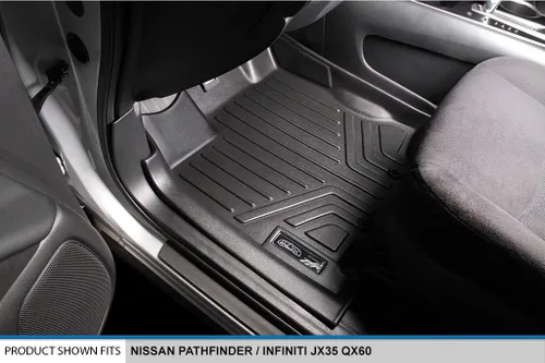 Vista 2 de SMARTLINER Juego de tapetes de piso de ajuste personalizado de 2 filas compatibles con Infiniti JX35 2013-2013