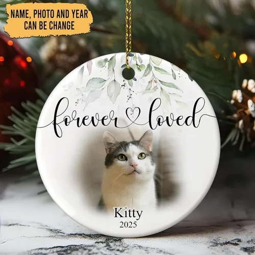 Vista 2 de HYTURTLE Regalos conmemorativos personalizados para mascotas, recuerdo de gato, imagen personalizada de fotos de mascotas, adornos de Navidad