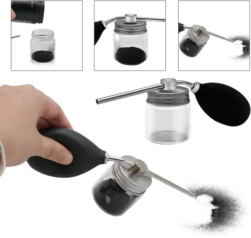Vista 6 de Amagogo Botellas de spray en polvo - Herramientas de peluquería portátiles, dispensador de bomba de pulverización de purpurina seca/mica, aplicador