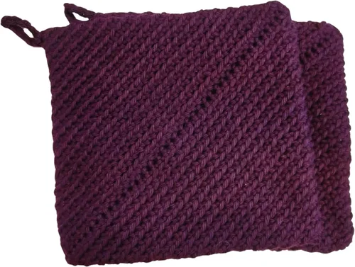 Vista 19 de Soportes para ollas de ganchillo hechos a mano, colección de color sólido, algodón de 6 x 6 pulgadas, resistentes al calor, doble capa, lazo