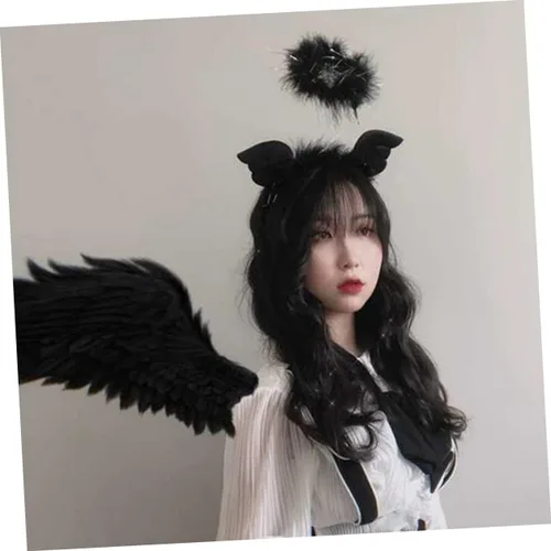 Vista 2 de SHERCHPRY 2 Pcs White Hair Ribbon Headband Black Halloween Hairhoop Hair Accessories Turban Headband Dark Headband