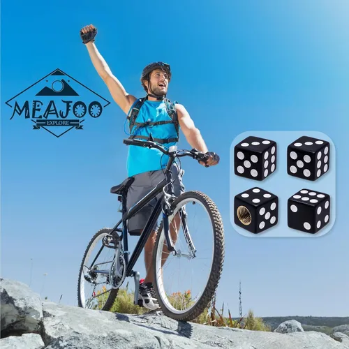 Vista 5 de 4 piezas tapones de vástago de válvula de neumático en forma de dados, cubiertas universales de vástago de válvula de neumático a prueba de polvo