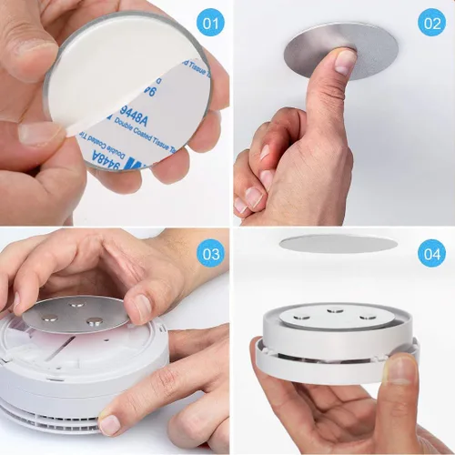 Vista 5 de Almohadillas adhesivas magnéticas para detector de humo 3 piezas Montura de fijación magnética para alarma de humo sin perforación Soporte magnético