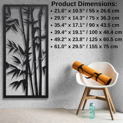 Vista 4 de Arte de pared de metal, decoración de pared de metal con árboles de bambú, bosque de bambú, decoración moderna única para el hogar, decoración