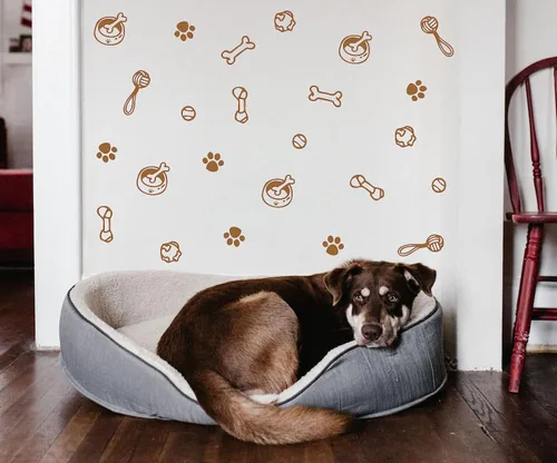 Vista 11 de Calcomanías de pared con diseño de pata de perro, juguete de perros, calcomanías de pared de vinilo extraíbles, calcomanías de huellas de perros