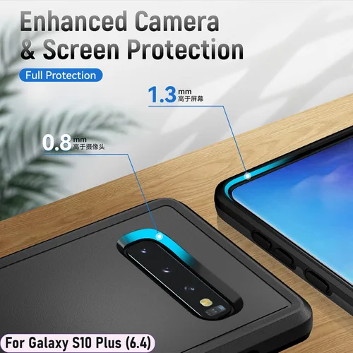 Vista 8 de Funda híbrida de doble capa para Galaxy S10 Plus/S10+ de 6.4 pulgadas, resistente a los golpes, resistente a los golpes, con 1 soporte magnético