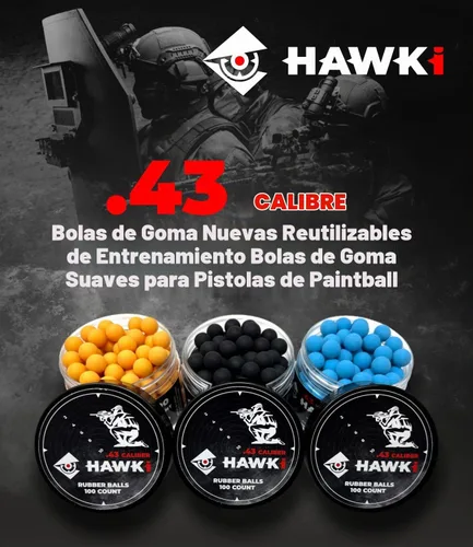 Vista 6 de Hawki - Pelotas de goma reutilizables de 0.50 o .43 cali, bolas de goma suave, menos letales para pistolas de paintball