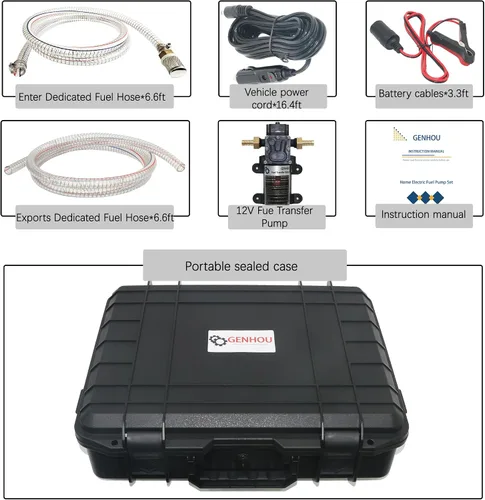 Vista 6 de Bomba de transferencia de combustible de 12 V 75 W, transfiere hasta 120 galones de gasolina o diésel por hora, con tubo de combustible de alta