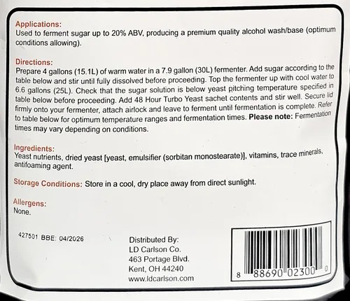 Vista 8 de 48 HORAS TURBO LEVADURA FERMFAST 8.57 oz PAQUETE
