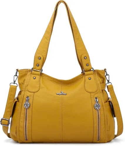 Vista 16 de Angel Kiss Bolsos para mujer con tiras en la parte superior, bolso estilo Hobo, bolsas de hombro espaciosas y casuales, cartera estilo Tote de PU