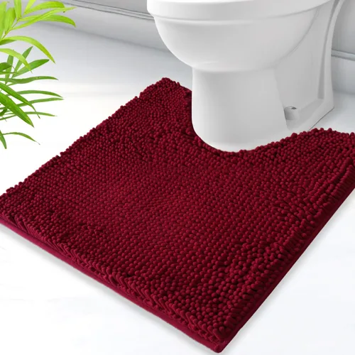 Vista 47 de Alfombras de baño en forma de U, alfombras de baño de felpilla súper absorbentes y respaldo antideslizante de PVC fuerte para inodoros, lavables a