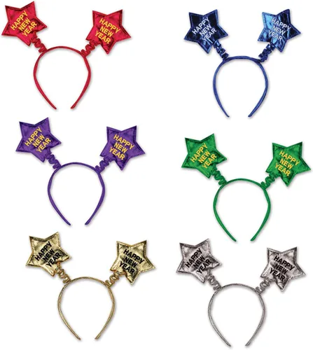 Vista 14 de Beistle Diademas de Feliz Año Nuevo - Brillantes, Star Boppers y sombreros de tela brillante: Año Nuevo