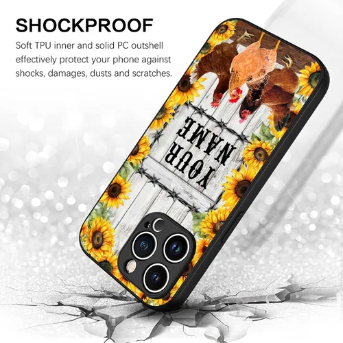 Vista 5 de Regalos personalizados para amantes del pollo, diseño de girasol, granja, pollo, funda de teléfono personalizada para iPhone 17 16 15 14 13 12 11