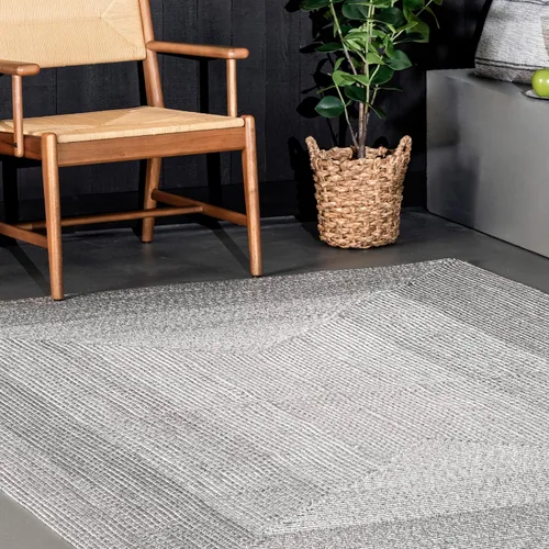 Vista 8 de nuLOOM Jayda - Alfombra trenzada para interiores y exteriores, 4 x 6, color gris claro