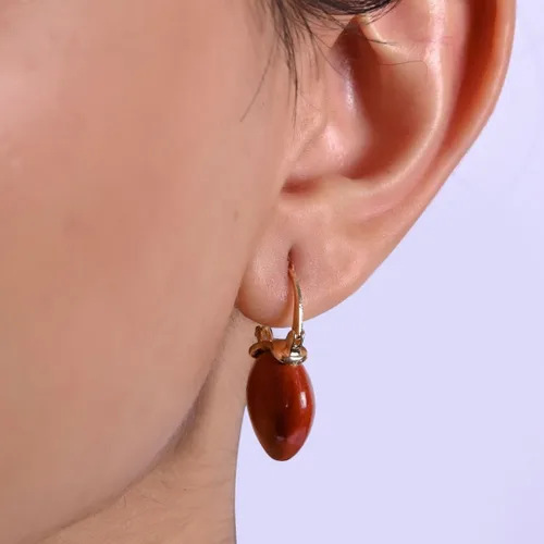 Vista 2 de Gempires Aretes Colgantes de Gemas Hechos a Mano, Aretes de Cristal Minimalistas y Simples, Joyería Hipoalergénica, Chapados en Oro, Diseño Clásico