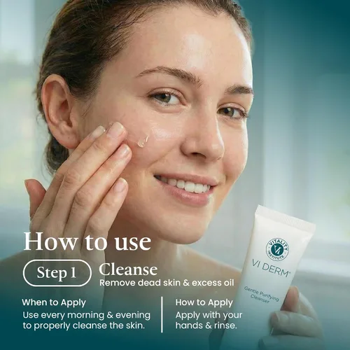 Vista 5 de VI Derm Limpiador purificador suave hidratante – Lavado facial con aloe vera, antioxidantes y corteza de sauce, mini limpiador facial tamaño viaje