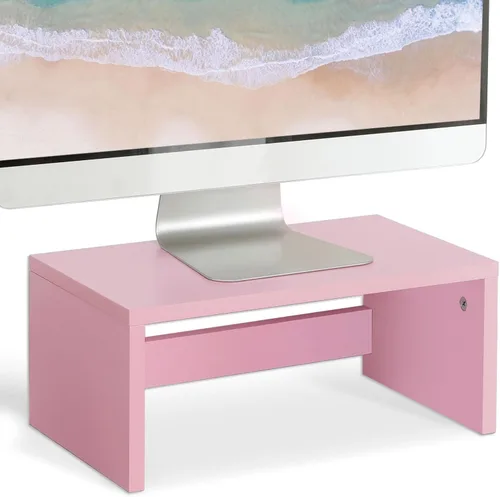 Vista 7 de TEAMIX Elevador de monitor de 14.2 pulgadas, elevador de monitor de madera con almacenamiento para escritorio, soporte de monitor pequeño