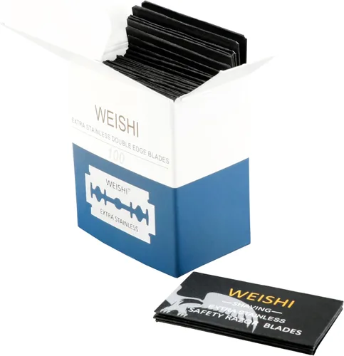 Vista 7 de WEISHI 100 cuchillas de afeitar de un solo filo, cuchillas de afeitar de seguridad de doble filo, cuchillas extra inoxidables, seguridad