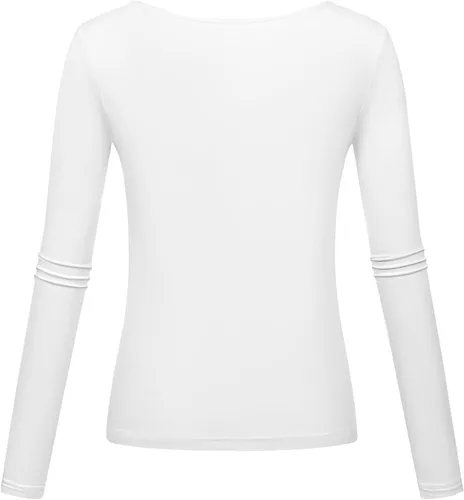 Vista 2 de Camisas de manga larga para mujer, cuello en V, estilo casual