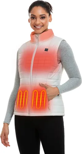 Vista 11 de ORORO Chaleco térmico ligero para mujer con batería recargable USB-C, chaleco térmico clásico acolchado