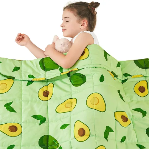Vista 39 de yescool Manta con peso de 3 libras, manta de regazo con peso refrescante, aguacates verdes, manta pesada transpirable, manta con peso pequeño