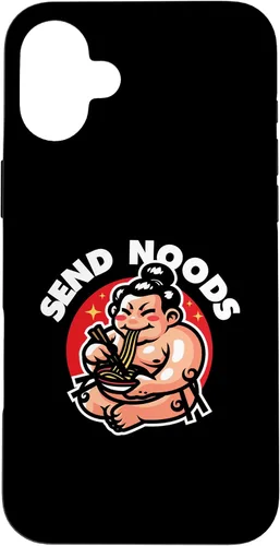 Vista 22 de iPhone 16 Funny Send Noods Sumotori Eating Noodle Japan Sumo Case